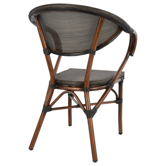 Πολυθρονα αλουμινιου clay bamboo look καφε με textline hm5025 60,5x59x81 cm **