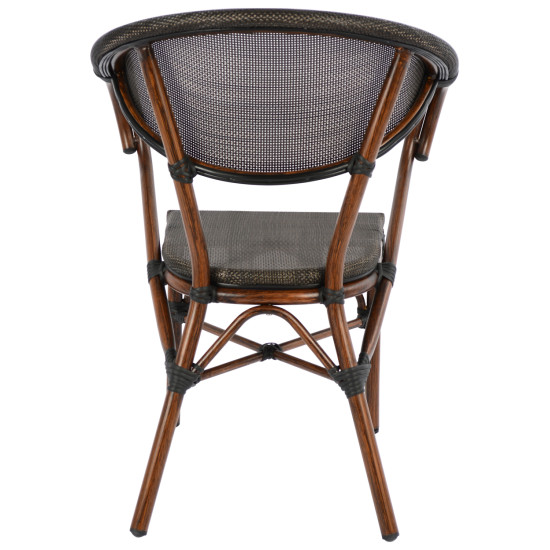 Πολυθρονα αλουμινιου clay bamboo look καφε με textline hm5025 60,5x59x81 cm **