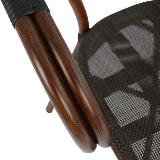 Πολυθρονα αλουμινιου clay bamboo look καφε με textline hm5025 60,5x59x81 cm **