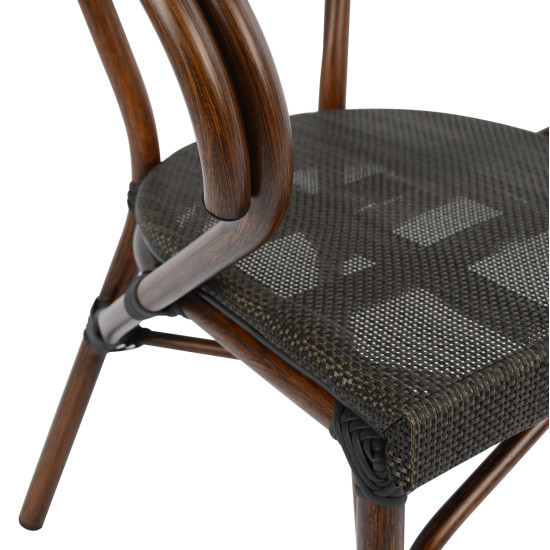 Πολυθρονα αλουμινιου clay bamboo look καφε με textline hm5025 60,5x59x81 cm **