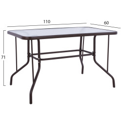 Τραπεζι adam hm5020.02 μεταλλικο καφε με γυαλινη επιφανεια 110χ60χ71υεκ. **
