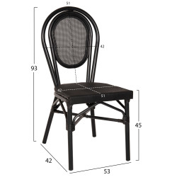 Καρεκλα αλουμινιου trent bamboo look με textline 45x57x88 εκ. hm5052 **