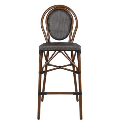 Σκαμπο αλουμινιου azaria hm5059 bamboo look καφε με textline 44x52x115υεκ **