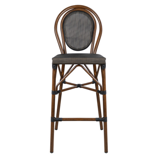 Σκαμπο αλουμινιου azaria hm5059 bamboo look καφε με textline 44x52x115υεκ **