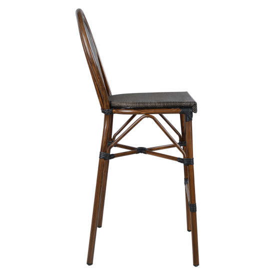 Σκαμπο αλουμινιου azaria hm5059 bamboo look καφε με textline 44x52x115υεκ **