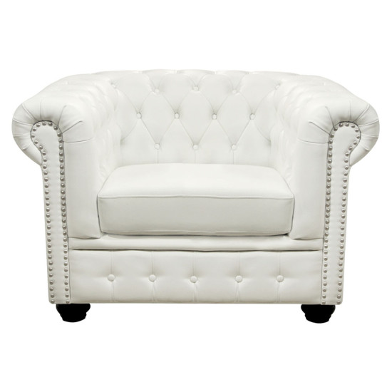 Πολυθρονα t.chesterfield polina hm3011.02 pu λευκο ματ 110x90x73y εκ. **
