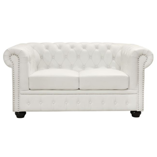 Καναπεσ 2θεσιοσ t.chesterfield hm3010.02 τεχνοδερμα λευκο ματ 155x90x73 εκ. **