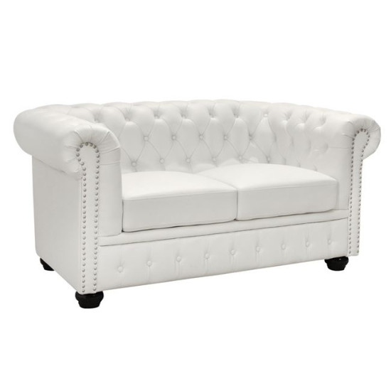Καναπεσ 2θεσιοσ t.chesterfield hm3010.02 τεχνοδερμα λευκο ματ 155x90x73 εκ. **