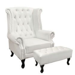 Σετ πολυθρονα μπερζερα polina με υποποδιο emma λευκο ματ **