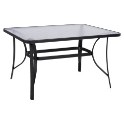 Τραπεζι bruno 140χ80χ72υεκ. γκρι μεταλλικο με γυαλινη επιφανεια hm5106.01 **