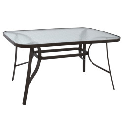 Τραπεζι bruno 140χ80χ72υεκ. καφε μεταλλικο με γυαλινη επιφανεια hm5106.02 **