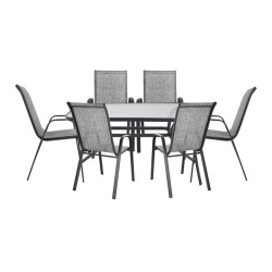 Σετ τραπεζαριασ 7τμχ 140x80 bruno & 6tmx leon πολυθρονα γκρι **