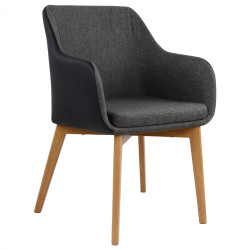 ΠΟΛΥΘΡΟΝΑΚΙ BRISTOL ΜΕ ΥΦΑΣΜΑ ΣΚΟΥΡΟ ΓΚΡΙ Κ PU ΜΑΥΡΟ HM0141.01 57x59x86Υεκ. - 2τεμ **