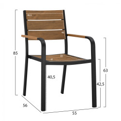Πολυθρονα αλουμινιου saga ανθρακι με polywood hm5127.02 55x56x85υεκ. **