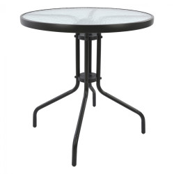 Τραπεζι lima φ70χ70υεκ.μεταλλικο γκρι με γυαλινη επιφανεια hm5146.01 **