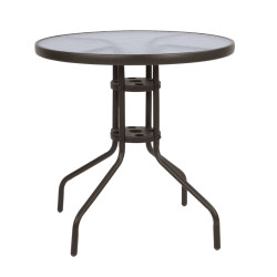 Τραπεζι lima φ70χ70υεκ. μεταλλικο καφε με γυαλινη επιφανεια hm5146.02 **