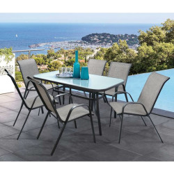 Σετ τραπεζαρια 7τμχ 1 τραπεζι 150χ90+6καρεκλεσ γκρι hm5119.01 ** Σετ τραπεζαρια 7τμχ 1 τραπεζι 150χ90+6καρεκλεσ γκρι hm5119.01 **