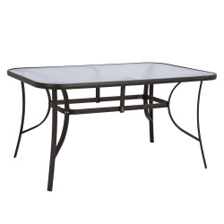 Τραπεζι bruno 150x90χ72υεκ. καφε μεταλλικο με γυαλινη επιφανεια hm5145.02 **