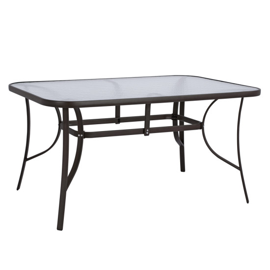 Τραπεζι bruno 150x90χ72υεκ. καφε μεταλλικο με γυαλινη επιφανεια hm5145.02 **