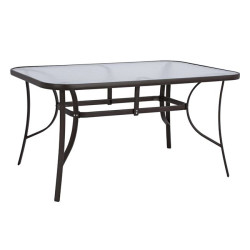 Τραπεζι bruno 150x90χ72υεκ. καφε μεταλλικο με γυαλινη επιφανεια hm5145.02 **