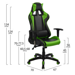 Πολυθρονα gaming racing hm1056.03 μαυρο - πρασινο pu 67x70x134 εκ. ** Πολυθρονα gaming racing hm1056.03 μαυρο - πρασινο pu 67x70x134 εκ. **