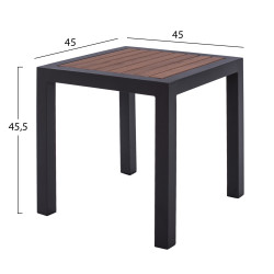 Τραπεζι αλουμινιου sabra hm5403.02 γκρι με polywood 45χ45x45,5yεκ. **