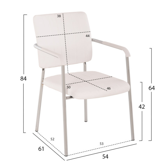 Καρεκλα questa με μπρατσα hm1070.02 λευκη 56,5x59x85 cm **