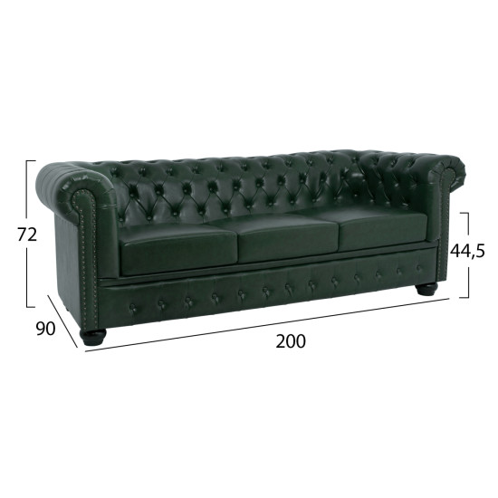 Καναπεσ 3θεσιοσ t.chesterfield hm3009.08 τεχνοδερμα κυπαρισσι 208x90x73 εκ. **