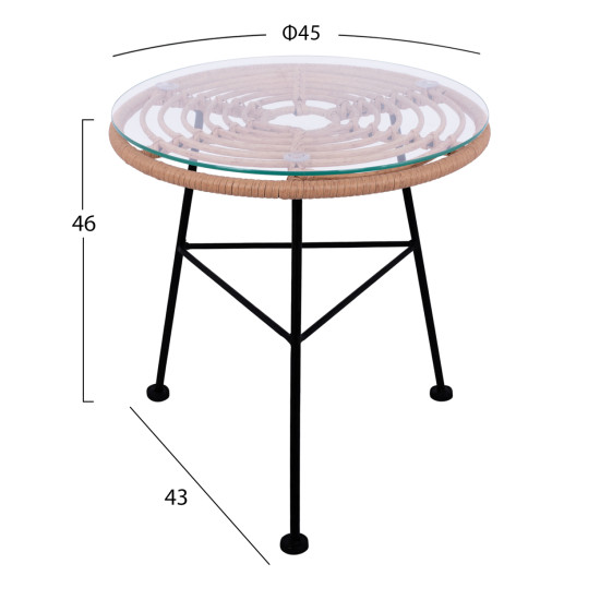Σετ εξωτερικου χωρου 3τμχ allegra hm10335 μπεζ wicker-μεταλλο **