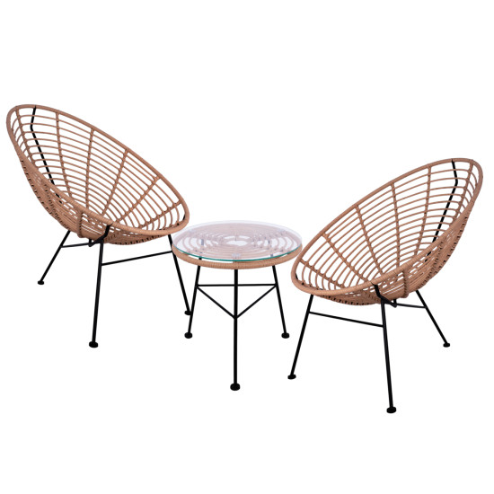 Σετ εξωτερικου χωρου 3τμχ allegra hm10335 μπεζ wicker-μεταλλο **