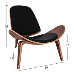 Πολυθρονα superior plus hm1128.01 καρυδι με μαυρο μαξιλαρι pu 89x83x76yεκ. **