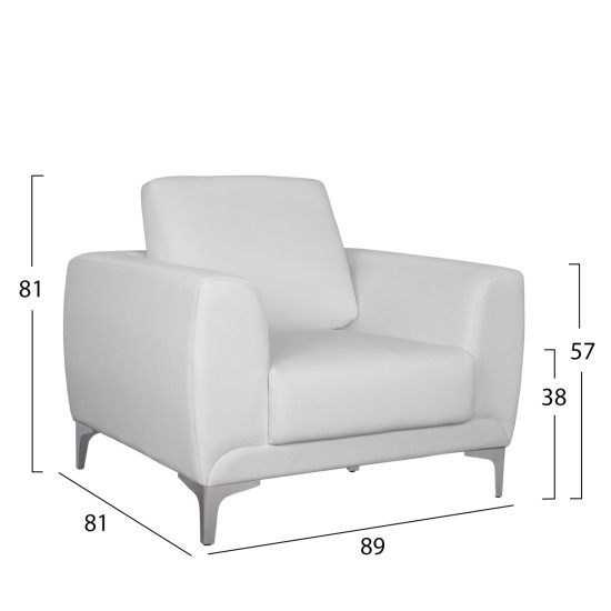 Πολυθρονα kenzie hm3121.12 με λευκο pu 89x81x81 εκ. **