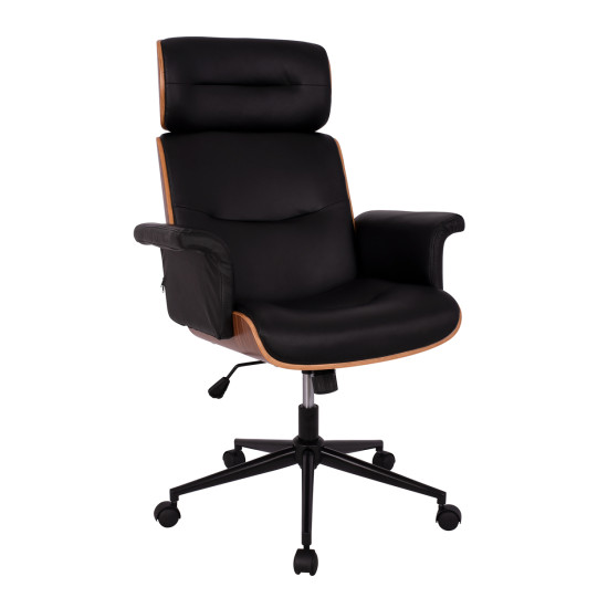 Καρεκλα γραφειου διευθυντικη superior pro hm1108.01 καρυδι-μαυρo pu 74x74x116yεκ. **