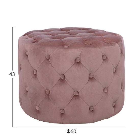 Σκαμπο kassie  σαπιο μηλο βελουδο τυπου chesterfield hm8406.02 φ60x43υ εκ. **