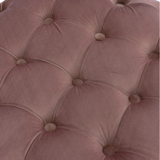 Σκαμπο kassie  σαπιο μηλο βελουδο τυπου chesterfield hm8406.02 φ60x43υ εκ. **