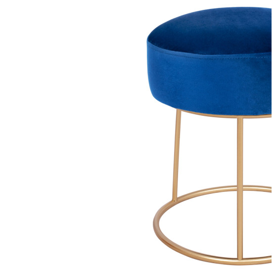 Σκαμπο karlo hm8411.08 μπλε βελουδο με χρυση βαση φ36x38υ εκ. **