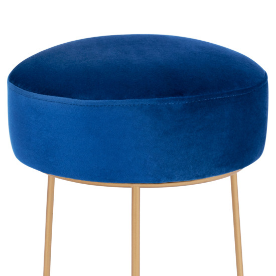 Σκαμπο karlo hm8411.08 μπλε βελουδο με χρυση βαση φ36x38υ εκ. **