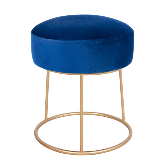 Σκαμπο karlo hm8411.08 μπλε βελουδο με χρυση βαση φ36x38υ εκ. **