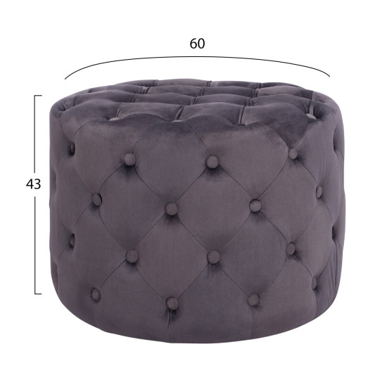 Σκαμπο kassie  γκρι βελουδο τυπου chesterfield hm8406.01 φ60x43υ εκ. **