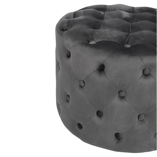 Σκαμπο kassie  γκρι βελουδο τυπου chesterfield hm8406.01 φ60x43υ εκ. **