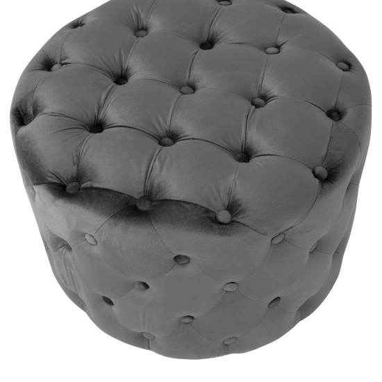 Σκαμπο kassie  γκρι βελουδο τυπου chesterfield hm8406.01 φ60x43υ εκ. **
