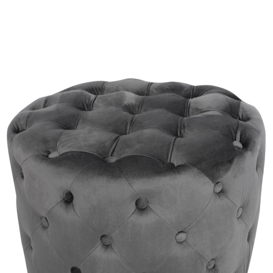 Σκαμπο kassie  γκρι βελουδο τυπου chesterfield hm8406.01 φ60x43υ εκ. **