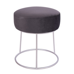 Σκαμπο karlo γκρι βελουδο με ασημι βαση hm8411.01 φ36x38υ εκ. **