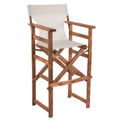 Σκαμπο σκηνοθετη λημνοσ καρυδι με textilene εκρου hm10374 **