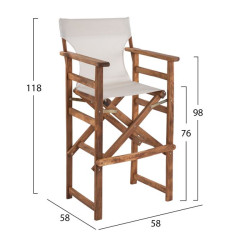 Σκαμπο σκηνοθετη λημνοσ καρυδι με textilene εκρου hm10374 ** Σκαμπο σκηνοθετη λημνοσ καρυδι με textilene εκρου hm10374 **
