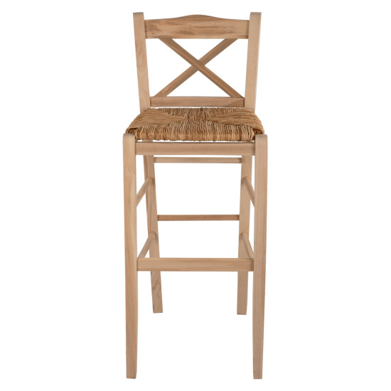 Σκαμπο ξυλινο lucius χιαστη αβαφο με ψαθα hm10375.02 ** Σκαμπο ξυλινο lucius χιαστη αβαφο με ψαθα hm10375.02 **