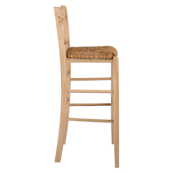 Σκαμπο ξυλινο lucius χιαστη αβαφο με ψαθα hm10375.02 ** Σκαμπο ξυλινο lucius χιαστη αβαφο με ψαθα hm10375.02 **