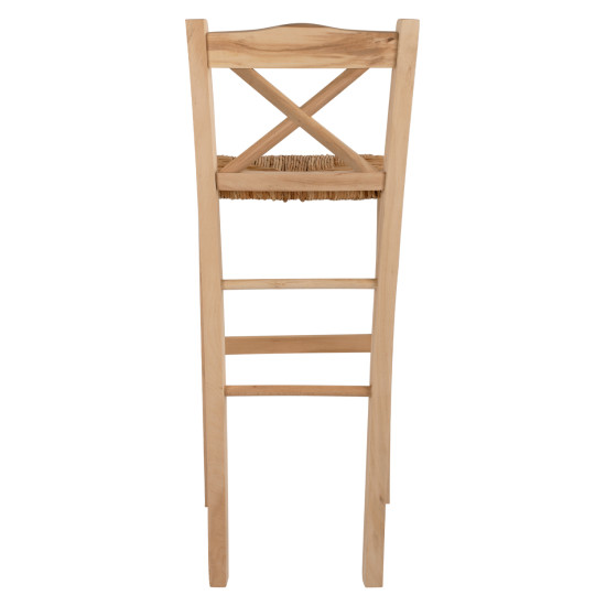 Σκαμπο ξυλινο lucius χιαστη αβαφο με ψαθα hm10375.02 ** Σκαμπο ξυλινο lucius χιαστη αβαφο με ψαθα hm10375.02 **