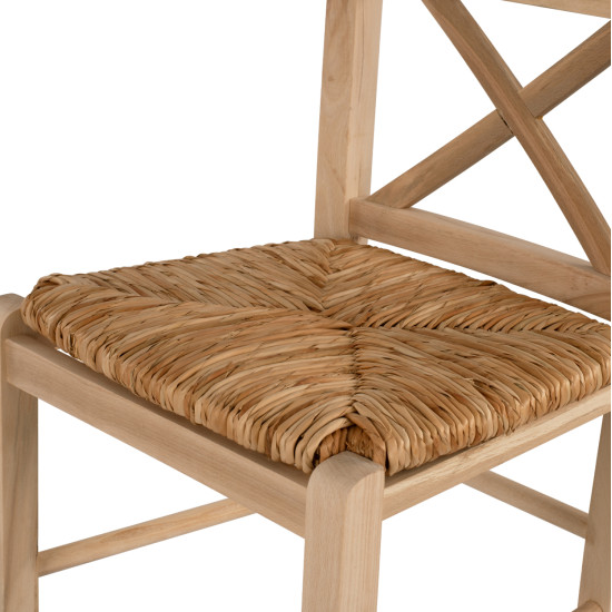 Σκαμπο ξυλινο lucius χιαστη αβαφο με ψαθα hm10375.02 ** Σκαμπο ξυλινο lucius χιαστη αβαφο με ψαθα hm10375.02 **