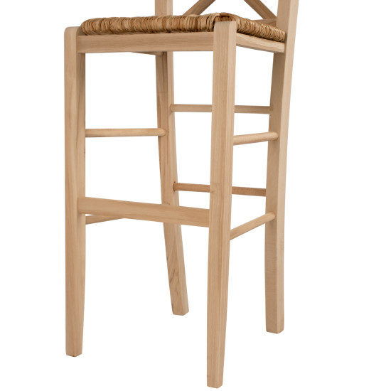 Σκαμπο ξυλινο lucius χιαστη αβαφο με ψαθα hm10375.02 ** Σκαμπο ξυλινο lucius χιαστη αβαφο με ψαθα hm10375.02 **